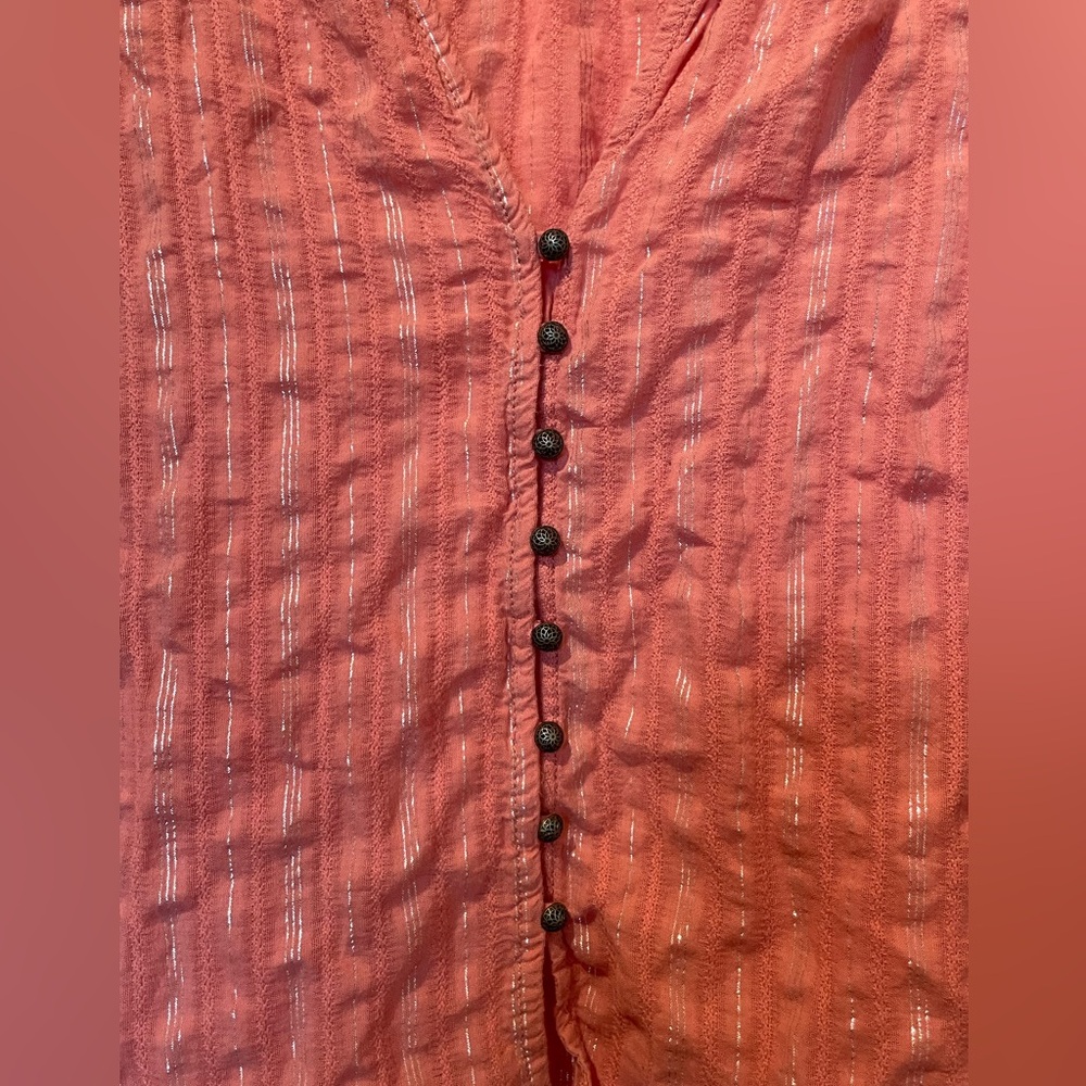 Pilcro Salmon Pink Button-Down Blouse Shirt - Picture 4 of 10